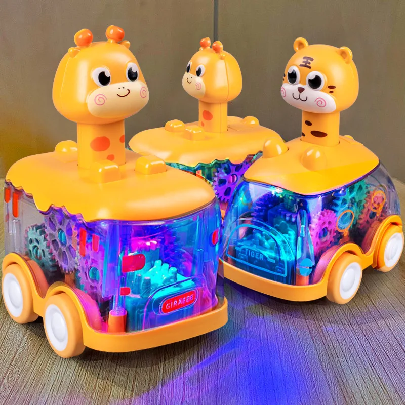 Baby Animal Car Toys Toddlers Press and Go Gear Car 1 2 3 Years Old Pull Back Car Light Up Toy Birthday Gift for Kids Boys&Girls