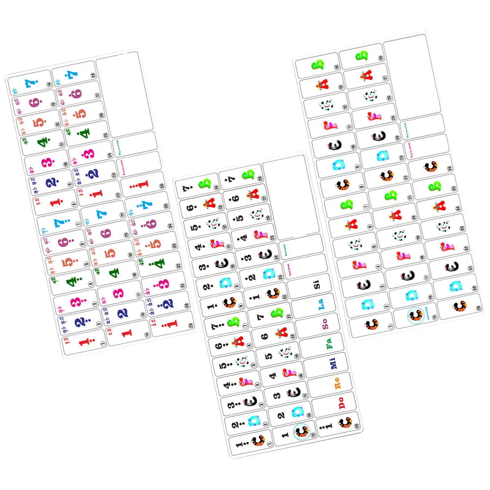 

3pcs Note Stickers Cartoon Design For Beginners 61 Keys Piano Learning Accessory Keyboard Labels Strip