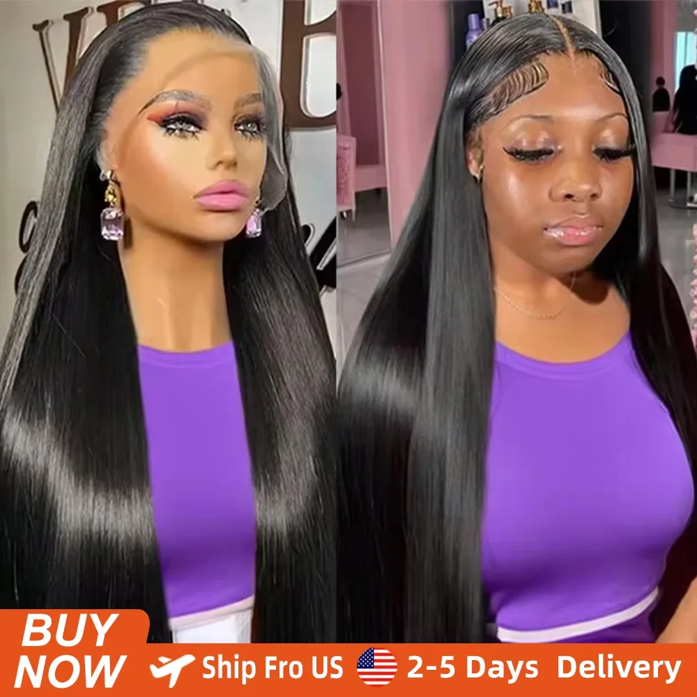 

40-дюймовые прямые парики из натуральных волос 13x6 HD Прозрачный передний парик из натуральных волос на шнуровке 13x5 Бразильский предварительно сорванный парик с застежкой для женщин