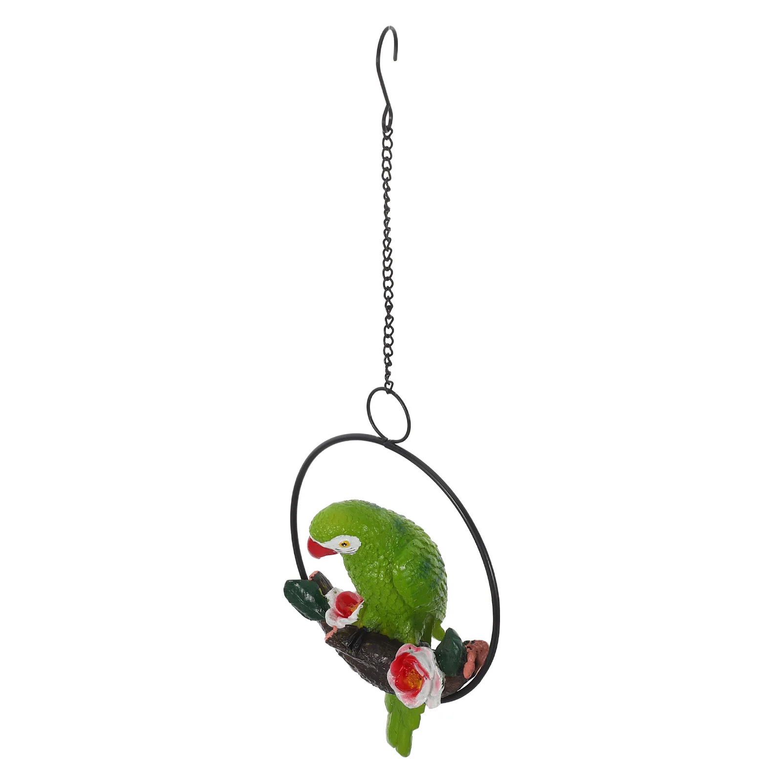 

Resin Parrot Hanging Garden Decor 17 Inches Lifelike Perching Bird Sculpture Outdoor Garden Patio Outdoor Decoration