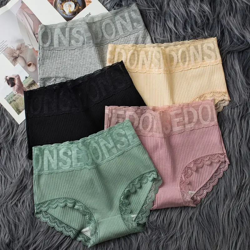 Luxury Sexy Underwear High Waist Panties Big Size High-end Lace Patchwork Traceless Women Thin Transparent Panties Cotton Crotch