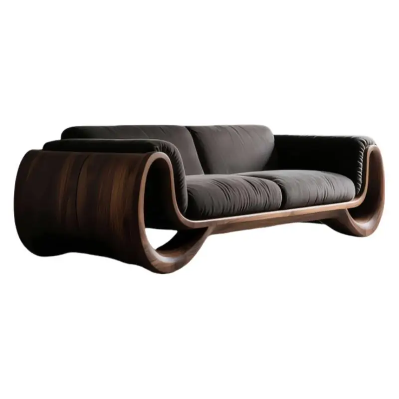 Neues chinesisches Walnuss-Sofa, hochwertiges Massivholz-Sofa in Sonderform, gerades Sofa, modern, schlicht, für Wohnzimmer, Büro, Villa