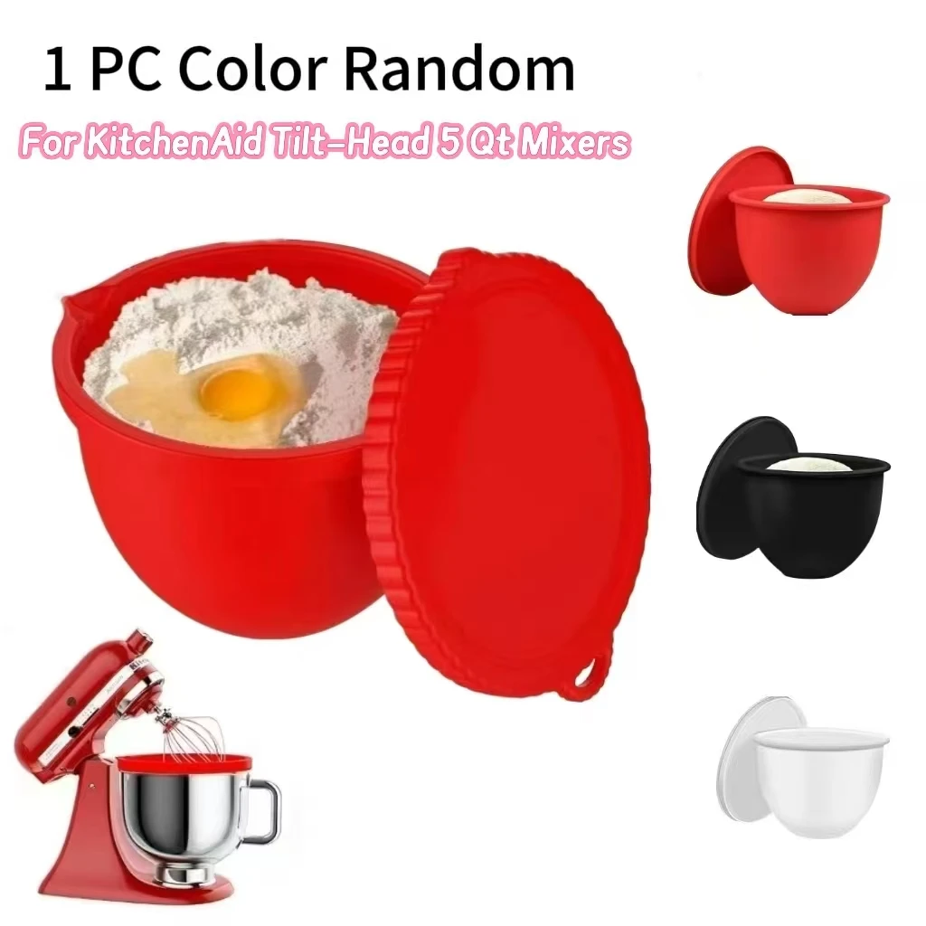 

1Pc Random Color Silicone Bowl Liner with Lid for 5 Qt KitchenAid Tilt-Head Mixers