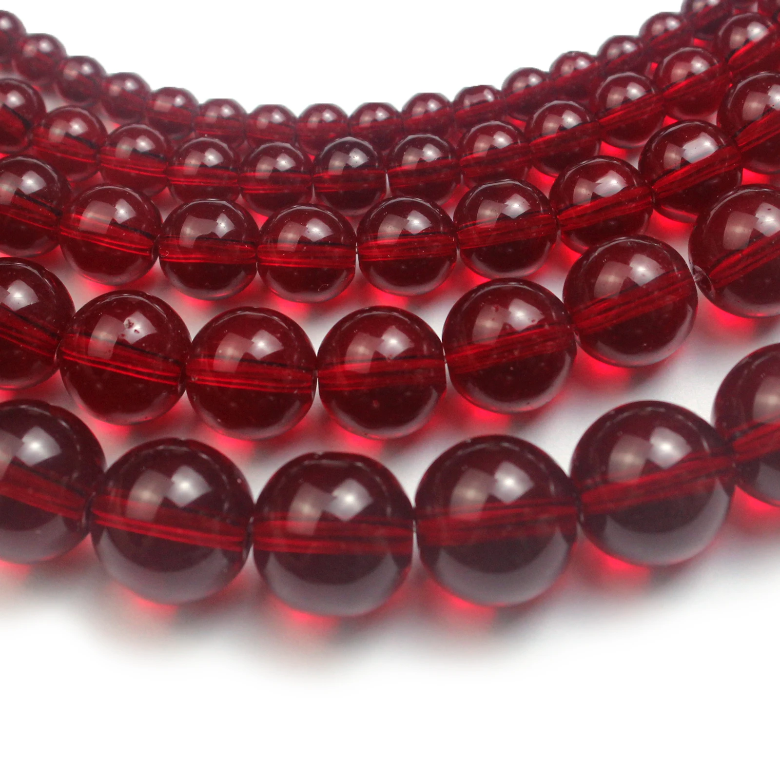 Smooth Garnet Dark Red Glass Loose Beads 15\