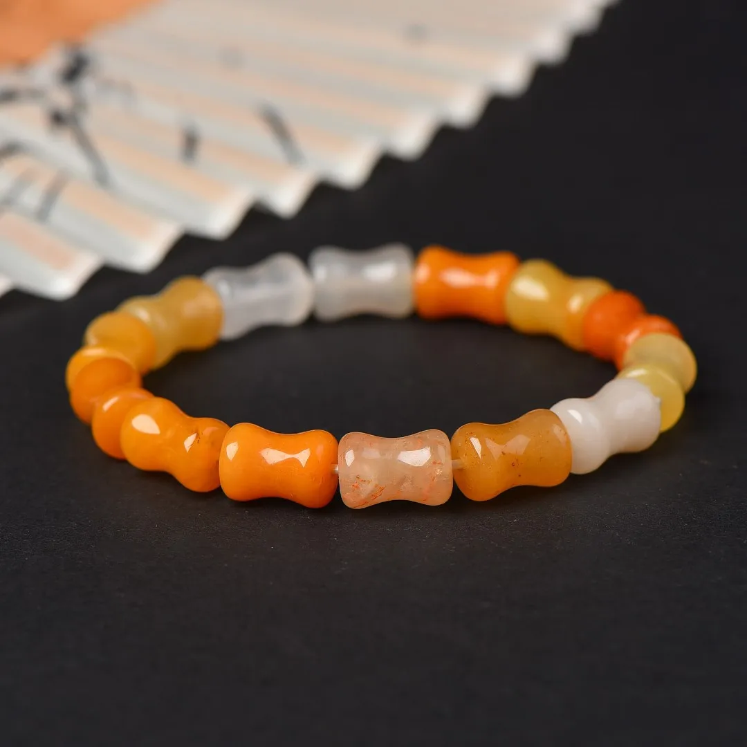 

Браслет из натурального нефрита Golden Silk Jade, синьцзянский, цвета куриного жира, универсальный, для пар.