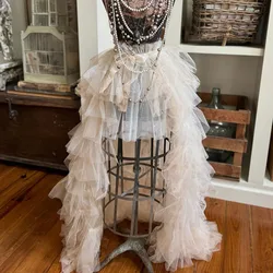 HOBBY High Waist See Through Women Skirt Custom Made Ruffled Layered Tulle Ball Gown Tie Bow New Fashion Skirts Plus Size