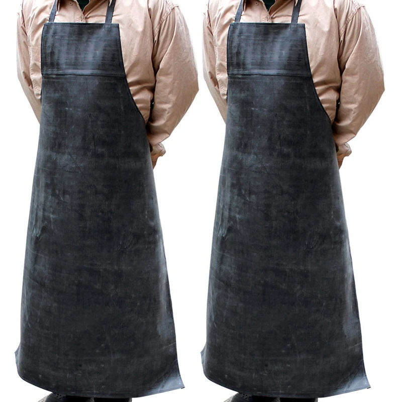 

2X Heavy Duty Waterproof Rubber Vinyl Apron Industrial PVC Aprons Adjustable Rubber Butcher Apron For Men