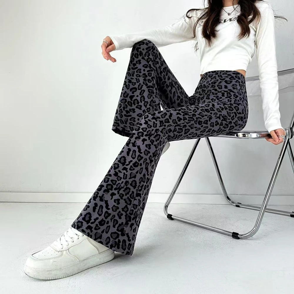 Retro Sexy Leopart Damenhose mit hoher Taille, Schlaghose, Yoga-Pilates-Leggings, Damen Y2K Ästhetische Hose, Bell Bottoms – Detail 14