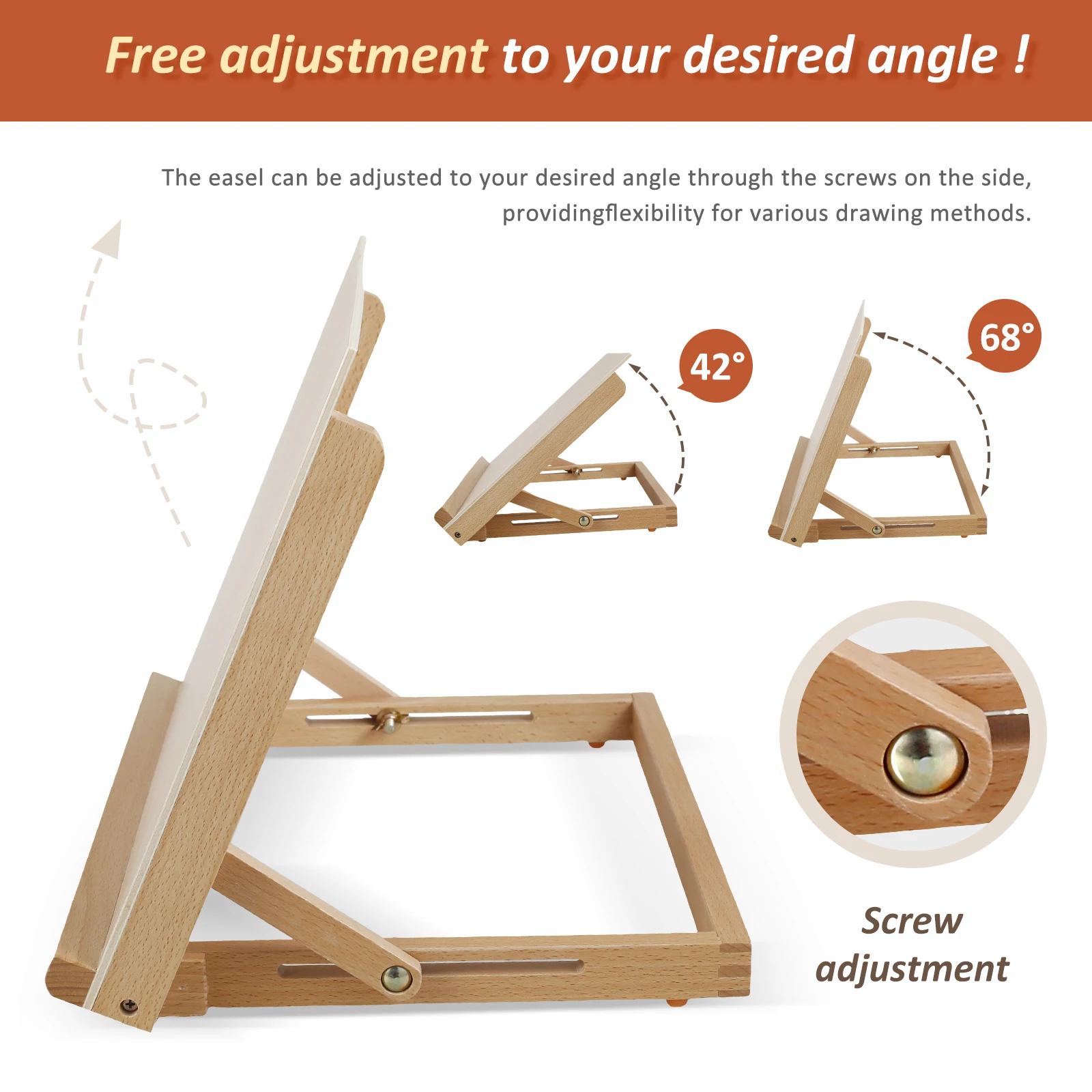 Large Drawing Board Easel Adjustable Tabletop Painting Easel Portable Folding Drawing and Sketching Board for Artists Students