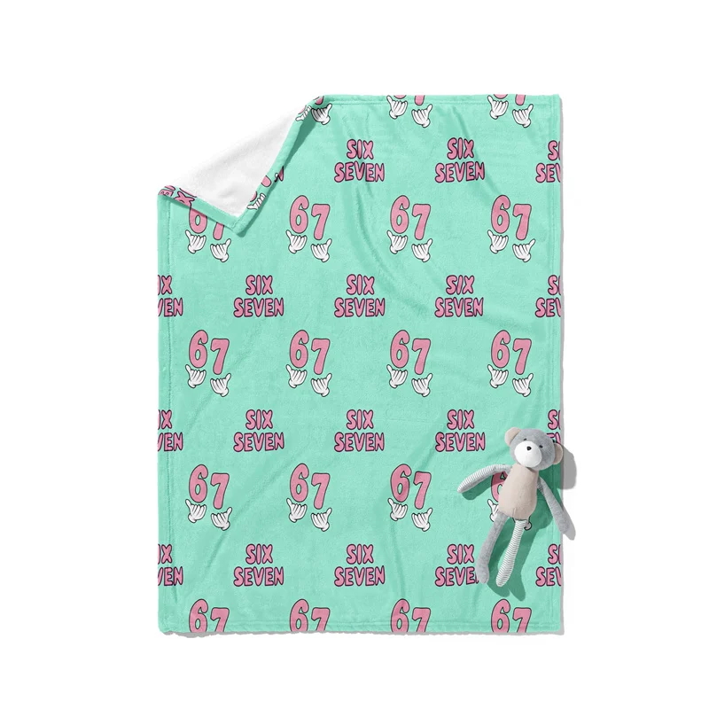 Gaslight Gatekeep Girlboss Funny Six Seven Throw Blanket 67 Meme Gen Alpha Slang 6 7 Hands Soft Fleece Blanket