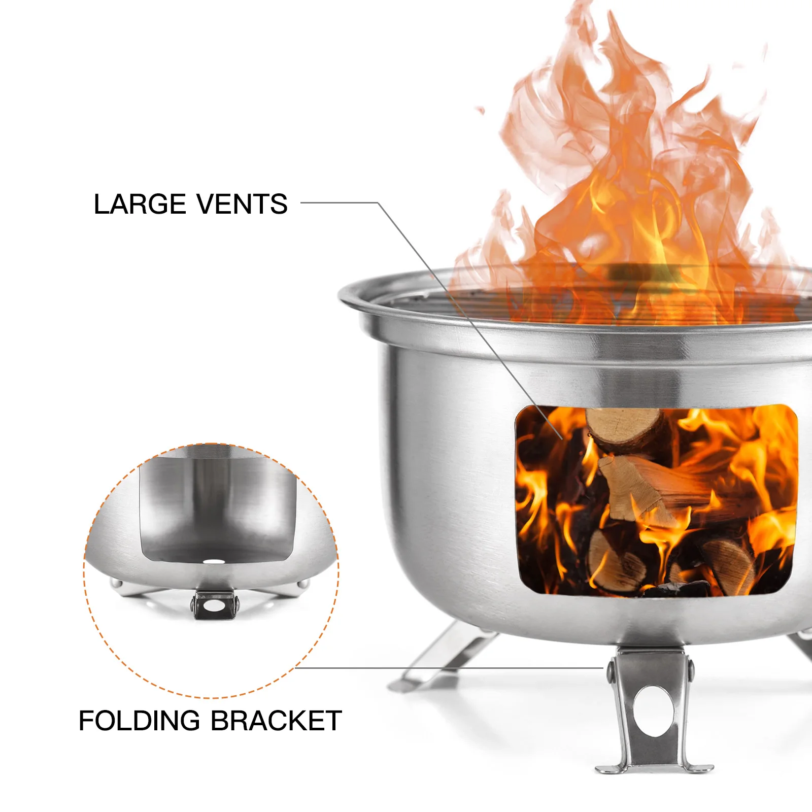 Camping Stove Mini Backpacking Wood Burning Stove Survival Alcohol Burner Charcoal Grill Alcohol Candle Wood Cooking BBQ Picnic