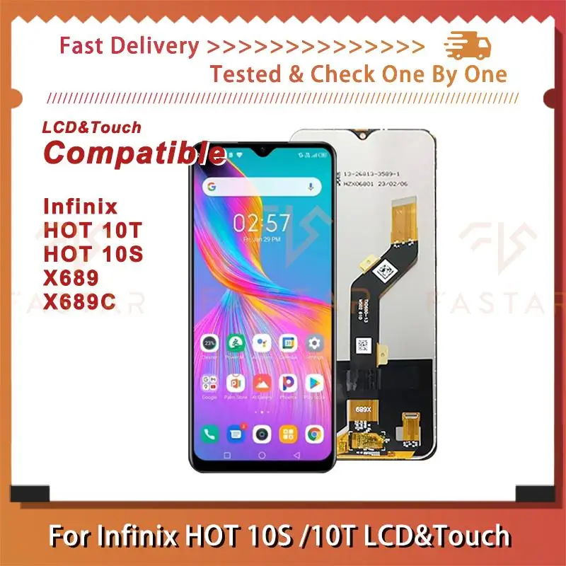 

Hot10T 6.82"Tested For Infinix Hot 10T Hot10S X689C LCD Display Touch Digitizer Assembly Replacement Screen X689 HOT 10S 10T lcd