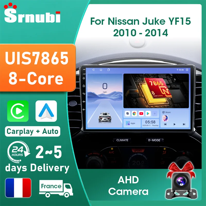 Radio para automóvil con Android Auto para Nissan Juke YF15, modelos 2010, 2011, 2012, 2013 y 2014. Sistema multimedia con GPS, navegación, Carplay, estéreo, unidad principal para automóvil, pantalla de 9 pulgadas, procesador de 8 núcleos, WIFI, MirrorLink y pantalla con DSP y audio.