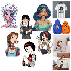 Disney Cartoon Princess personality Print Sticker Heat-Adhesive Patches For Clothes,Suitable for Hoodie,T-shirt,pillow,canva bag