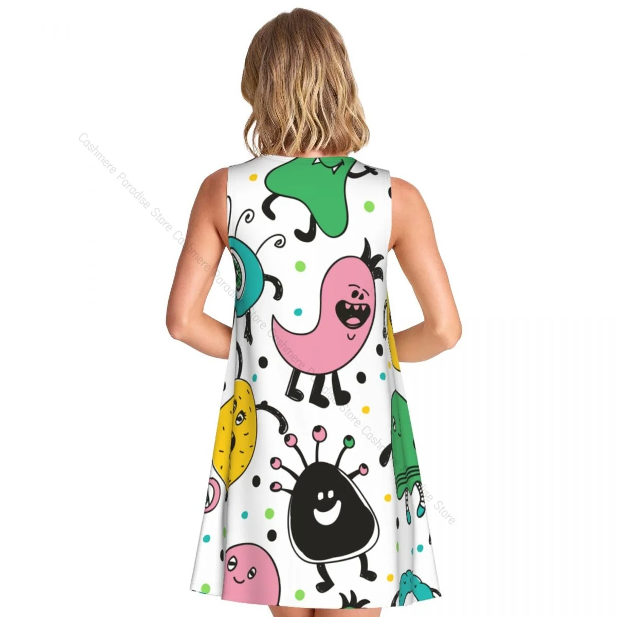 Robes d'été pour femmes, t-shirt de plage, sans manches, virus, Kawaii, décontracté, ample, débardeur, 2025