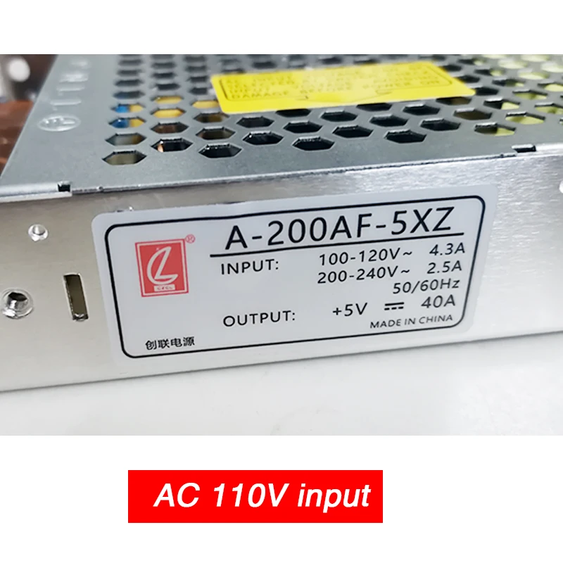 AC110V / 220V a 5V 40A 200W Chuanglian Pantalla LED Fuente de alimentación ultrafina A-200AF-5