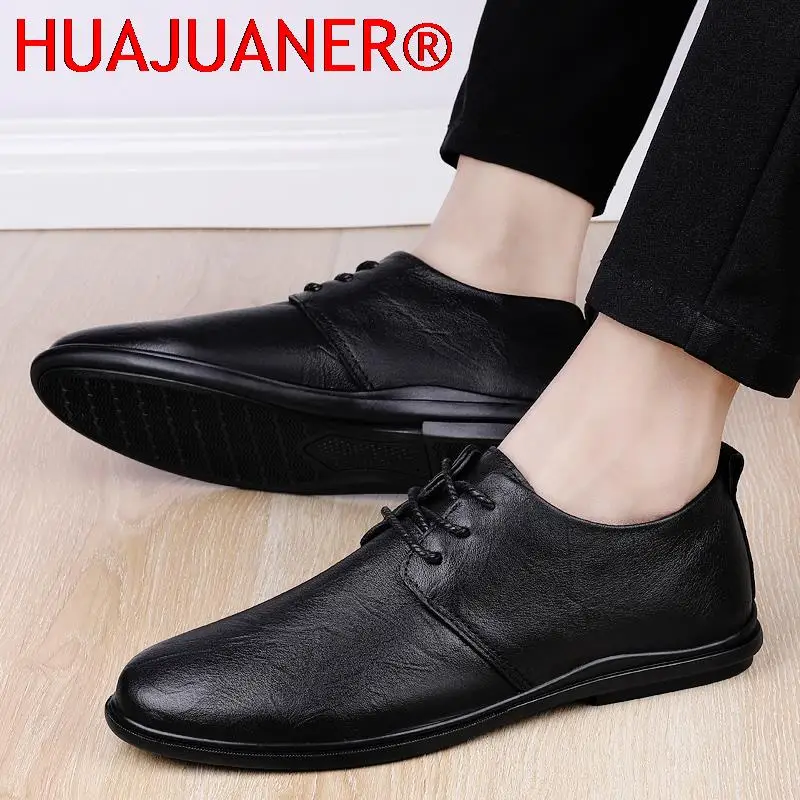 

High Quality Genuine Leather Shoes Men Flats Fashion Soft Men's Casual Footwear Brand Male Comfortable Lace Up Luxury Oxford Man