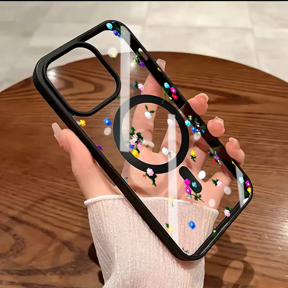 Einfache Tulpenblumen-Schutzhülle für iPhone 17 14 12 Pro Max 13 16 15 Plus 11 Hüllen für MagSafe kabelloses Laden stoßfeste Hülle – Detail 14