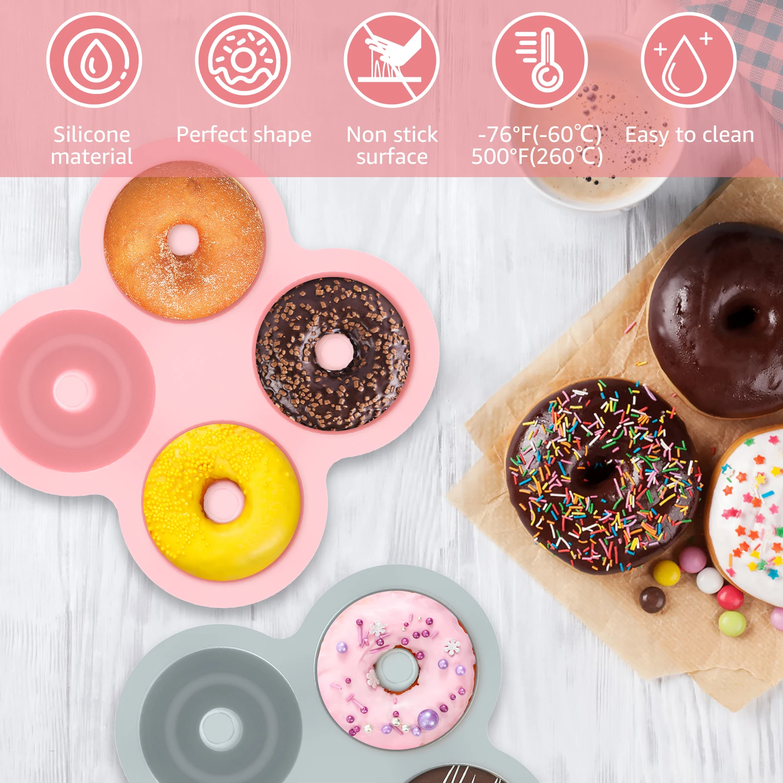 20Pc Silicone Donut Mold Non-Stick Baking Pan Round Cake Mould Baking Pastry Chocolate Cake Dessert DIY Bagel Muffins Donut Tray