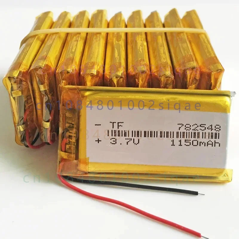 10 PCS 3.7V 1150mAh Lithium Polymer LiPo Rechargeable Battery 782548    Cells For DVD PAD Speaker Tablet pc Power bank 7.8*25*48