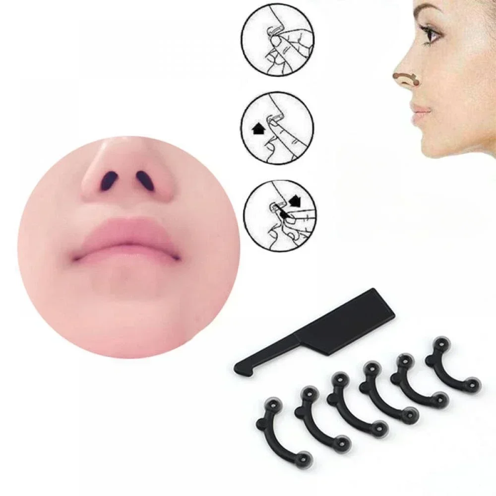 6 قطعة ثلاثية الأبعاد غير مرئية تضييق الأنف الجمال مصحح جهاز تدليك النساء تشكيل الأنف حتى رفع كليب المشكل جسر استقامة
