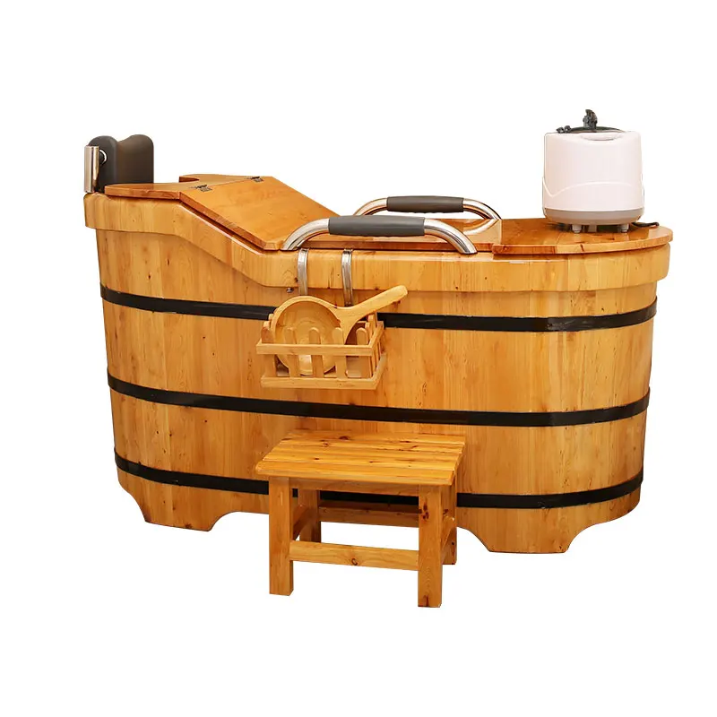 

Wooden bucket bath bucket with lid full body fumigation adult commercial beauty salon bath cedar wood bath basin household