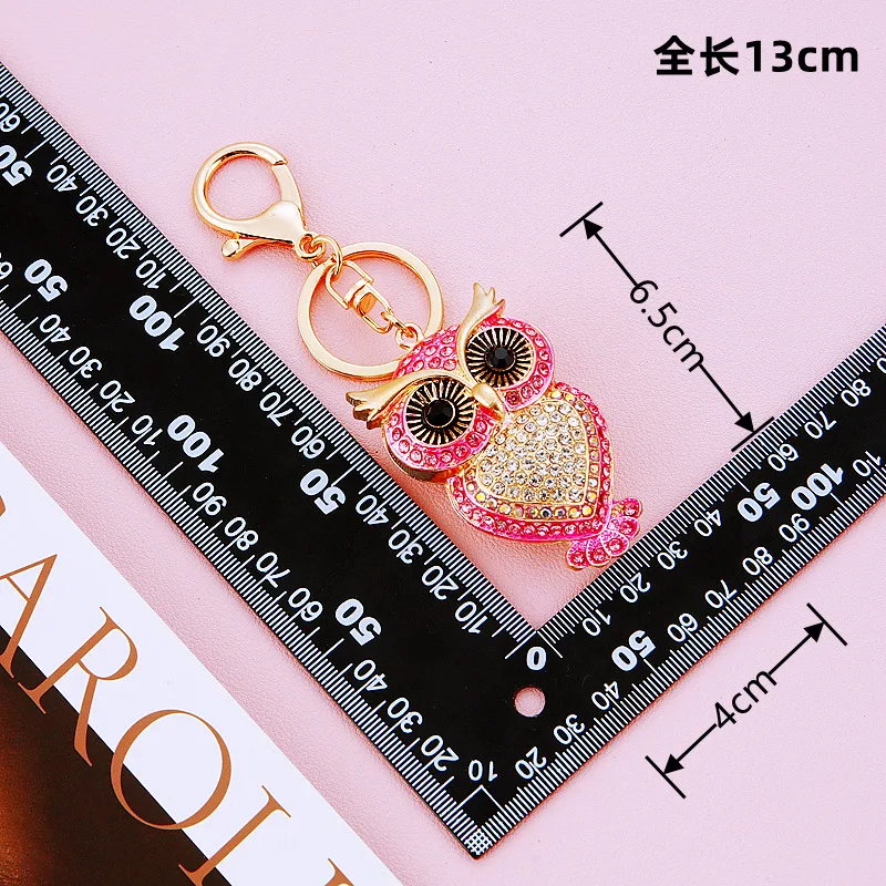 Owl Crystal Keyring Charm Pendant Handbag Purse Bag Key Ring Chain Keychain Gift