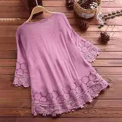 2022 Women's Lace Crochet Blouse Elegant Embroidery Tops Hollow Lace Up Shirts Female Hollow Blusas Chemise