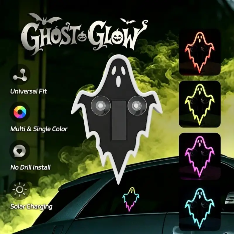 Solar Powered Ghost LED Car Decor Lamp Dynamic Rear Windshield Ambient Light Unique Design for Car Personalization