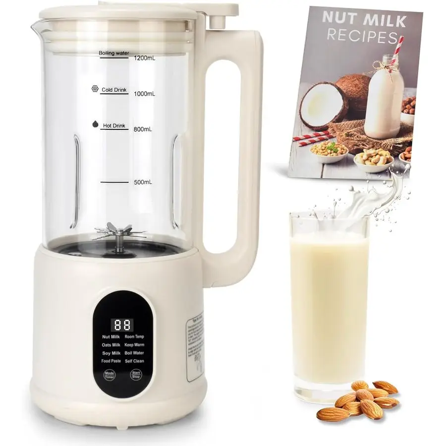 

in1 Automatic Nut Milk Maker, 40oz Soybean Milk Machine for Homemade Almond, Oat, Soy, Coconut, PlantBased Milk and Non Dairy Be