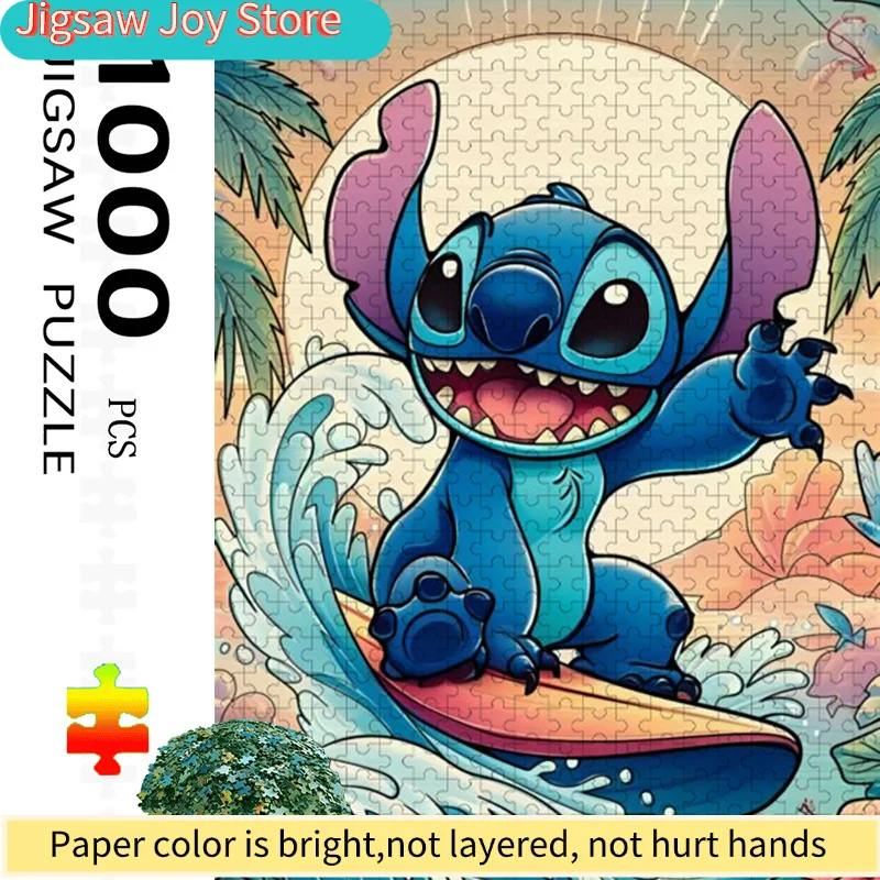

1000 деталей, разноцветный мультяшный пазл «Стич» | Яркий абстрактный дизайн, узор «Сёрфинг», увлекательный и захватывающий, для всей семьи I
