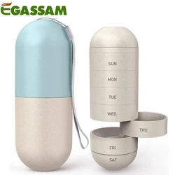 Pill Organizer 7 Day, Daily Pill Box, Weekly Travel Pill-Case, Cute Pill Holder to Hold Vitamins, Medicines, Pills, Supplements