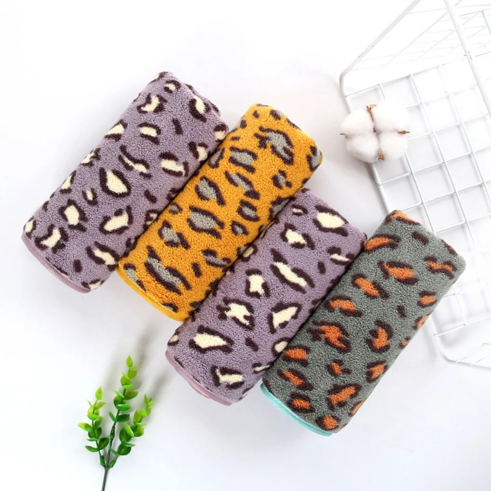 New Quick Hair Drying Drying Hair Towel Coral Fleece Leopard Face Bath Towels Strong Water Absorbent Soft Hand Towels