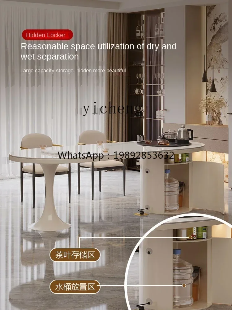XL rock slab tea table and chair combination double head round home balcony beauty salon tea table