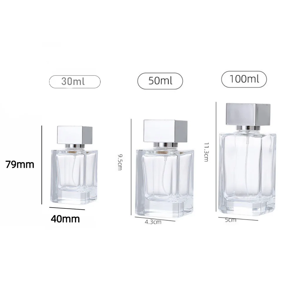 5 Stück 30/50/100ml Leere Bajonett-Sprühflasche Hochwertiges Glas Tragbare Reise-Parfümflasche Zarter Kosmetikbehälter – Detail 2