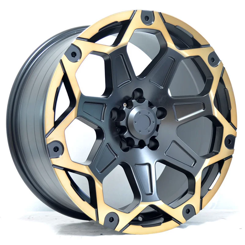 Passenger Car Wheels 17 18 Inch Aluminium Alloy Black And Gold Luxury Mesh Design 4x4 Wholesale Cast Wheel Rims For SUV