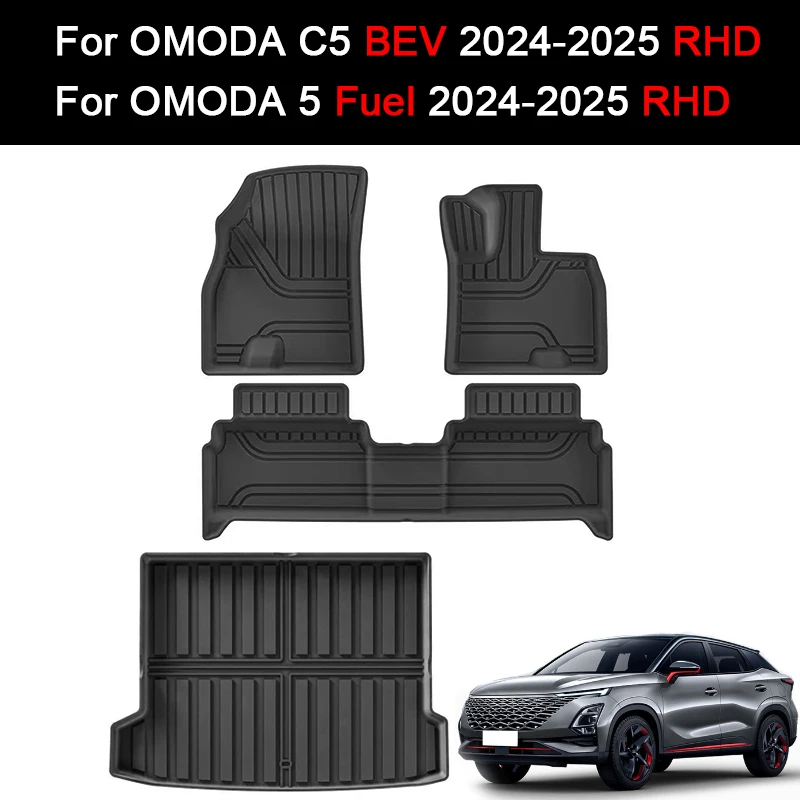 

Car Floor Mats for OMODA C5 BEV 2024 2025 TPE 3D Foot Pad for OMODA 5 Fuel 2024 2025 Cargo Liner Trunk Pad Right Hand Drive