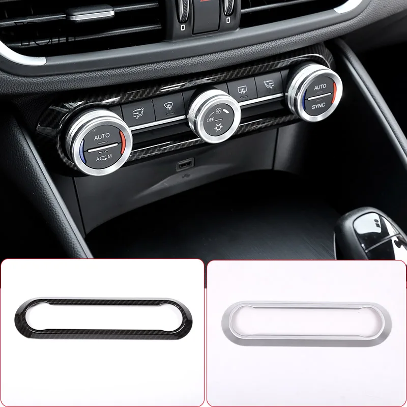 ABS Carbon fiber/Silver For Alfa Romeo Giulia Stelvio 2017-2020 ABS Center Air Conditioning Adjustment Frame Trim Car Accessory