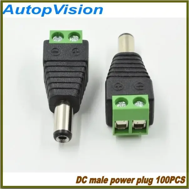 

100pcs/lot 5.5 x 2.1mm DC Power Male Jack Connector Plug DC Male Adapter Plug Connector for CCTV Camera