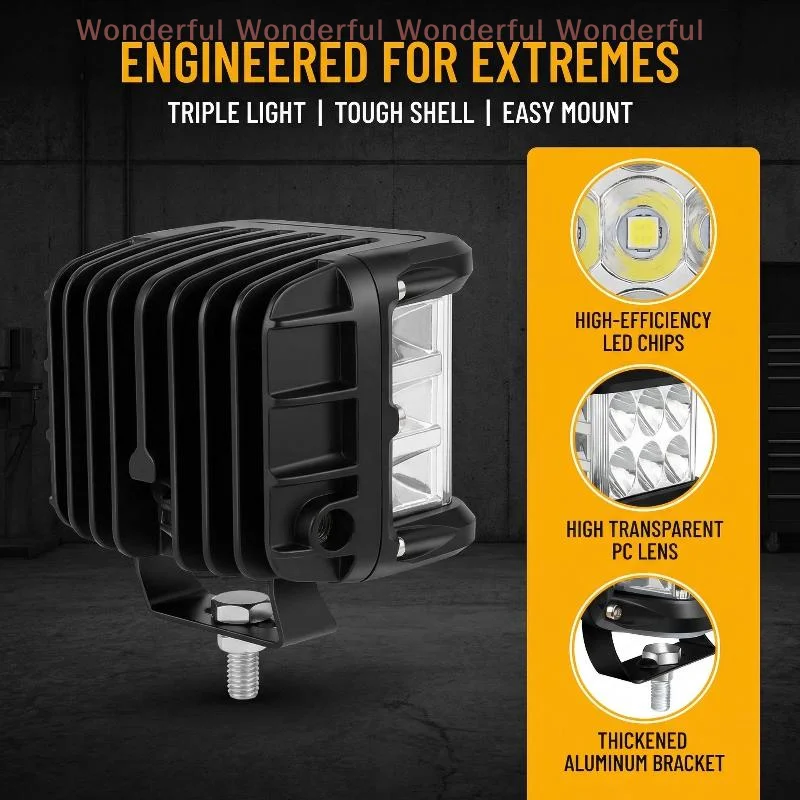 

LED Pod Light 4 Inch Dual Side Shooter Amber White Strobe Lamp Flashing Work Light for Off Road and Rescue