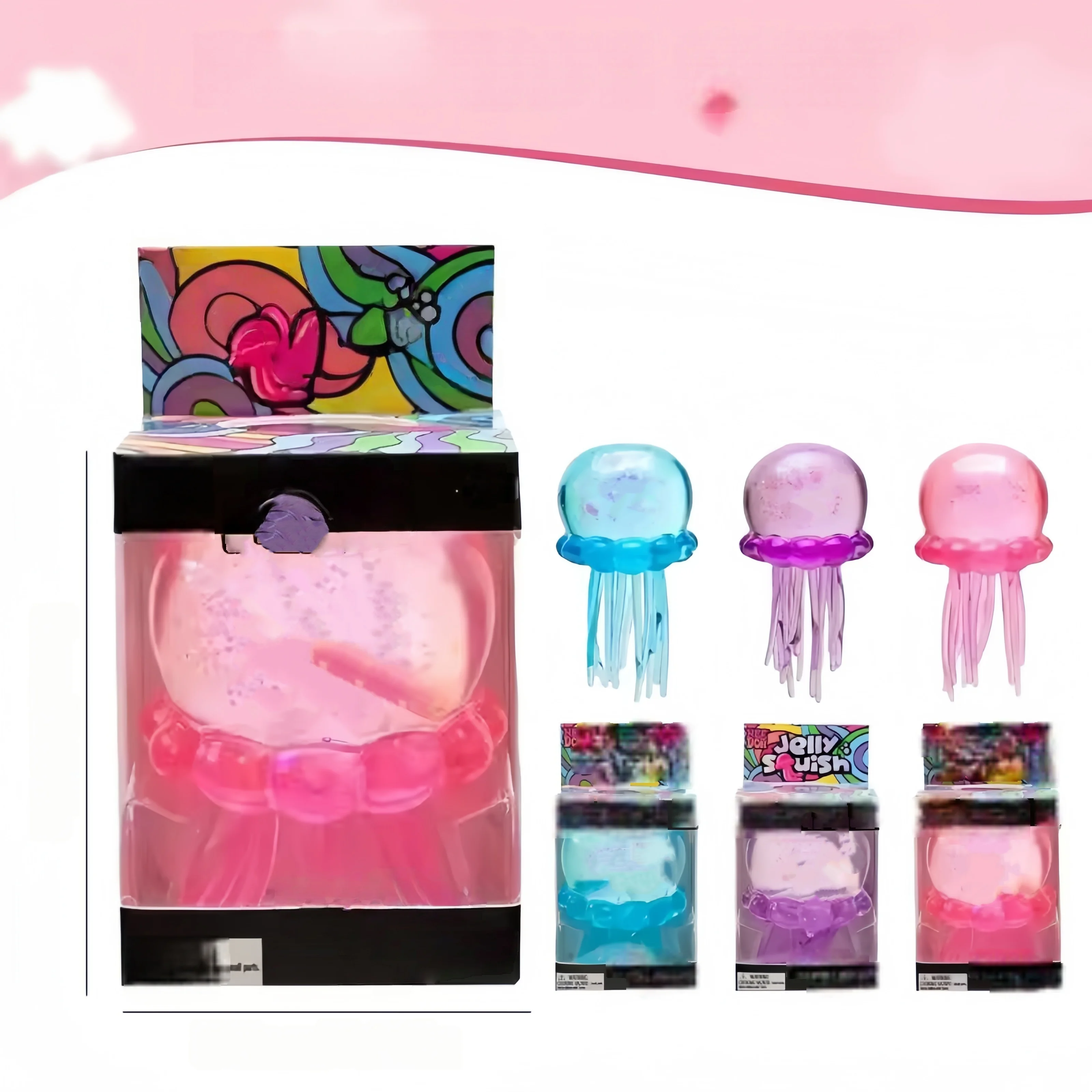 Confirmed Fuzz Ball Jellyfish Squishy Series Various Colors Cute Jellyfish Modeling Stress Relief Relax Fun Toy