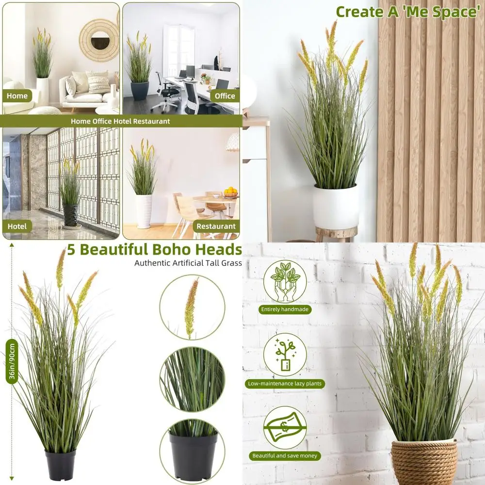 

Artificial Green Onion Plants with Pots, Indoor/Outdoor Decor, 2 Pack Tall Grass Plants