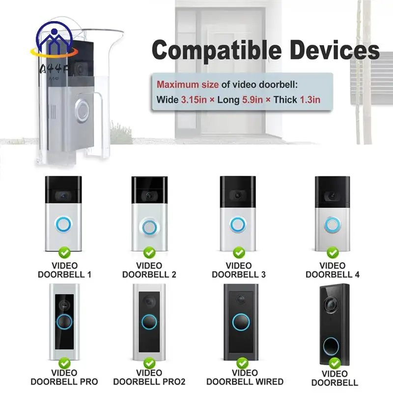 A44F-Plastic Doorbell Rain Cover Suitable For Ring Models Doorbell Waterproof Protector Shield Video Doorbells