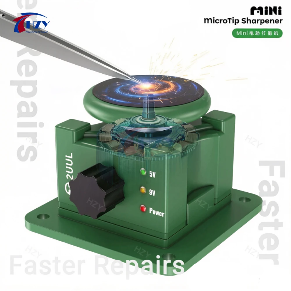 2UUL DA79 MicroTip Sharpener Mini Polishing Grinding Machine for Blades Tweezers Tips with 12 Disc Adjustable Speed Repair Tools