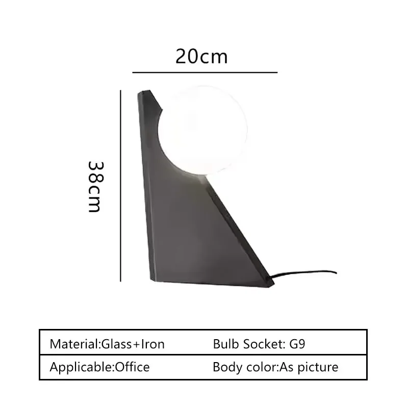 Modern Simple DC Triangle Base LED Table Lamp Glass Spherical Shade Warm White Button Switch Decorative Ambient Light