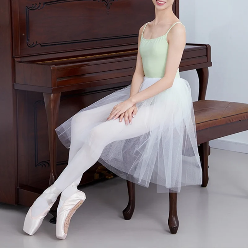 Chuyên Nghiệp Trắng Đen Hồng Phối Lưới Ren Dài 60CM Ballet Cổ Điển Tutu Người Lớn Ballerina Nhảy Múa Lưng Thun Voan Bi Váy