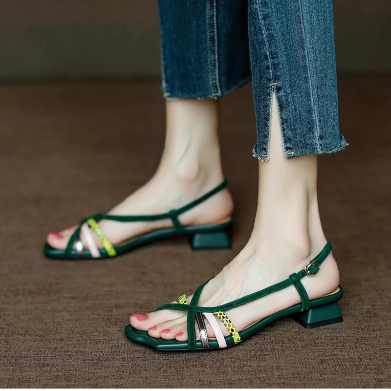 

Women Chunky Sandals High Heels Shoes Summer 2025 New Elegant Sexy Dress Open Toe Slippers Pumps Sandalias De Mujer