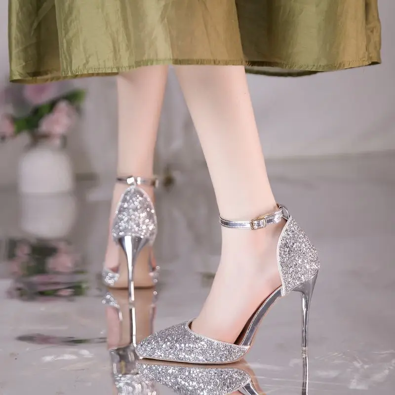 Plus Size's Ladies Wedding Shoes 2024 New Pointy Stiletto Shoes High Heel Heels Women Pumps Pointy Sandals Girls Baotou Single