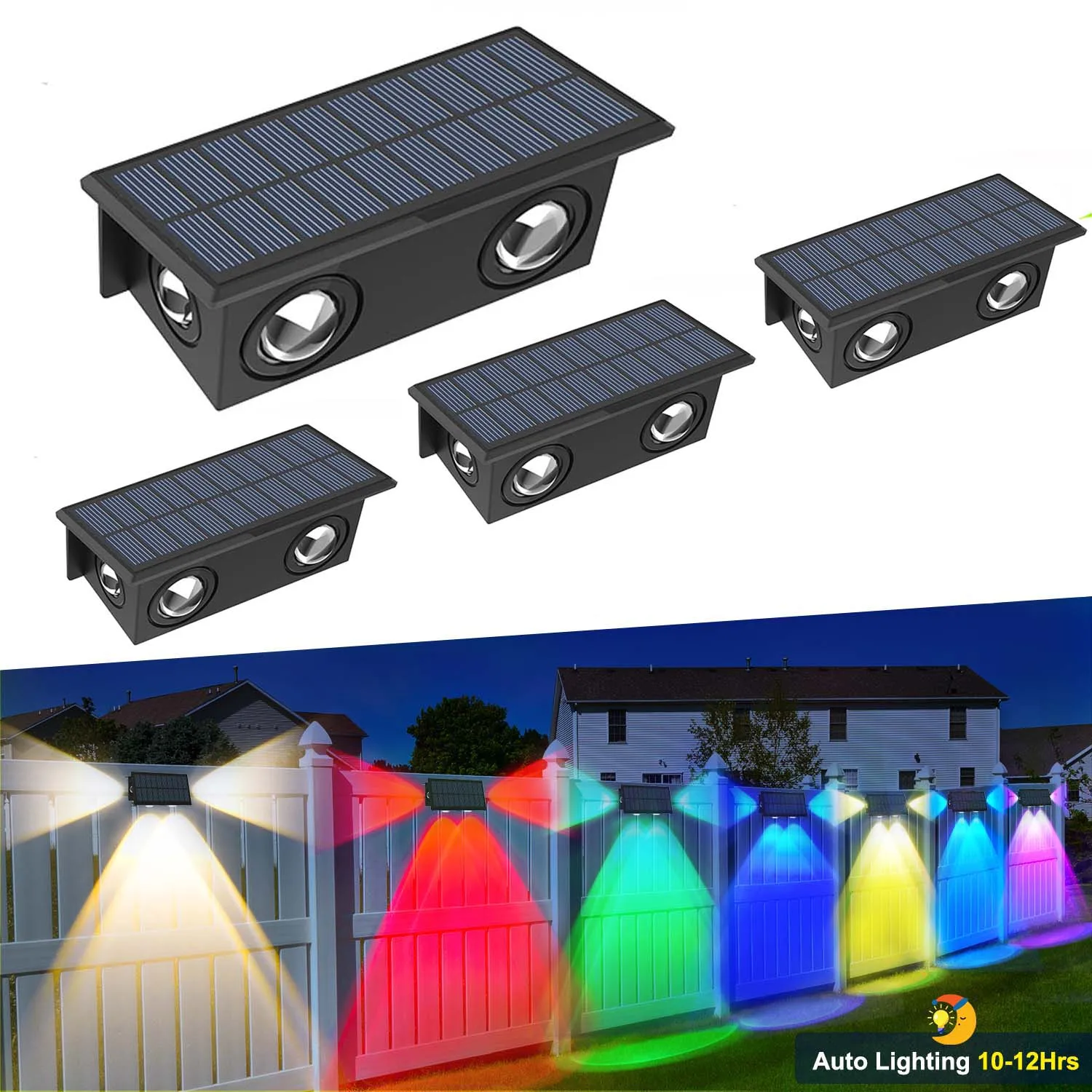 

4pcs RGB Solar Fence Light Landscape Garden Yard Step Solar Lamp Terrace Guardrail Balcony Pathway LED Lamp Outdoor Decoration