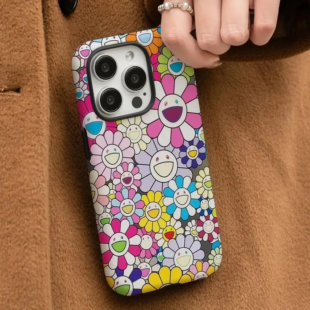 Чехол для телефона Sunflower Artist MurakamiES для IPhone 16 Pro Max 16 15 14 13 12 11 Pro Max Plus глянцевый HD жесткий чехол из ПК